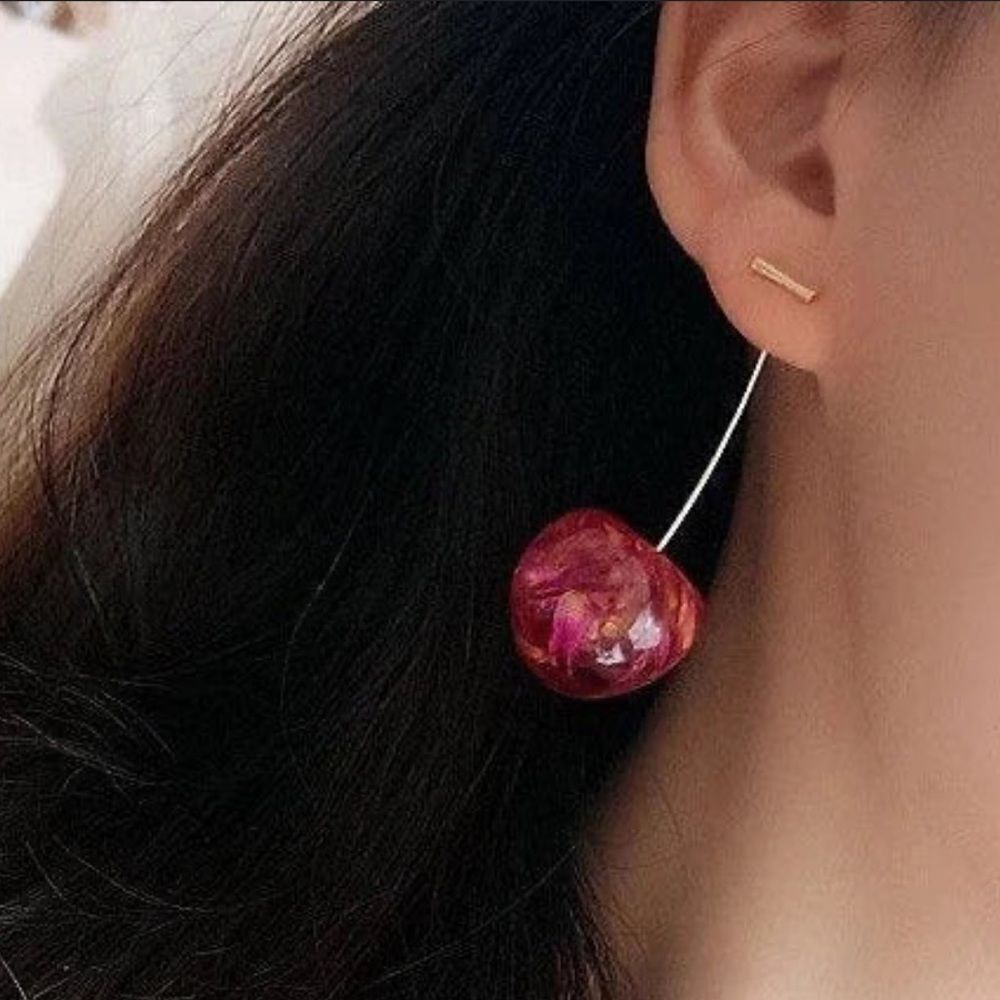 Anthropologie Pink Resin Drop Earrings